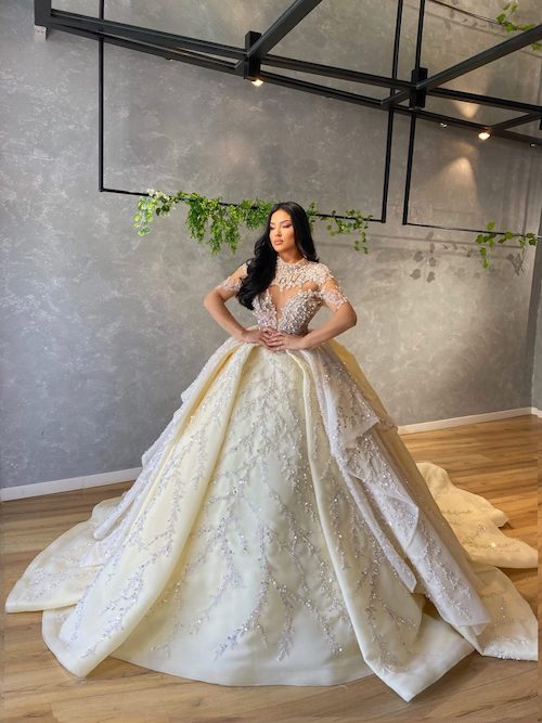 Sweet off the shoulder white sparkle drop sleeves or sleeveless ball gown  wedding dress with glitter tulle - various styles
